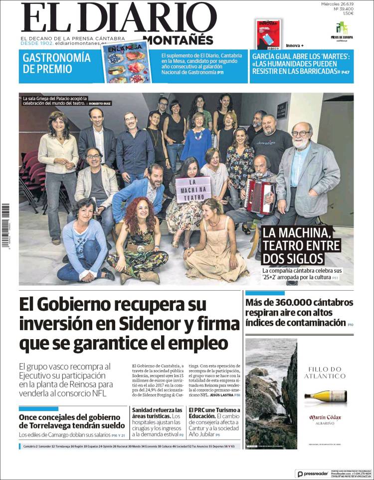 Portada de El Diario Montañés (España)