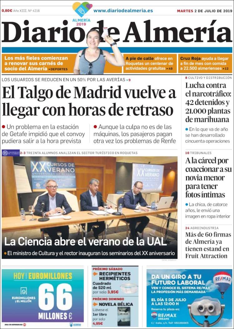 Portada de Diario de Almería (España)