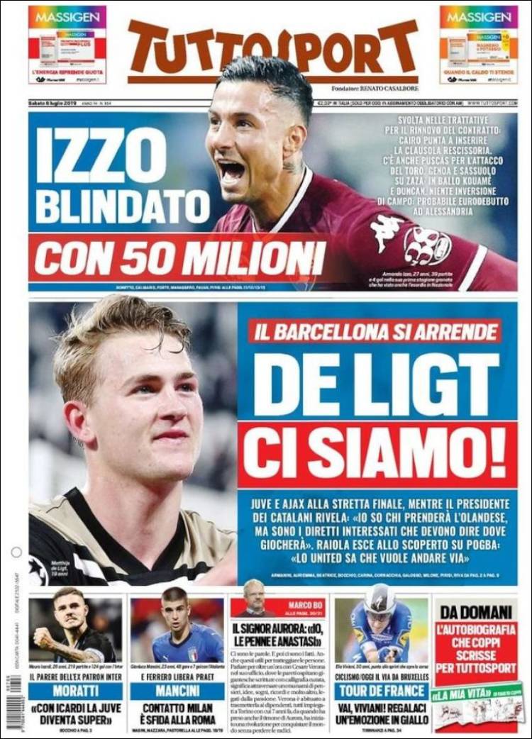 Portada de Tuttosport (Italia)