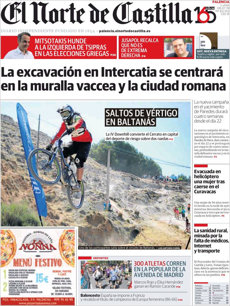 Portada de Norte de Castilla - Palencia (España)