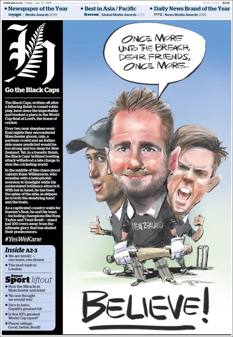 Portada de The New Zealand Herald (Nueva Zelanda)