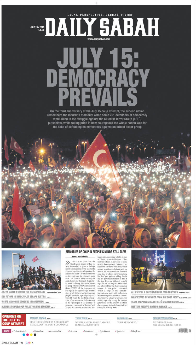 Portada de Daily Sabah (Turkey)