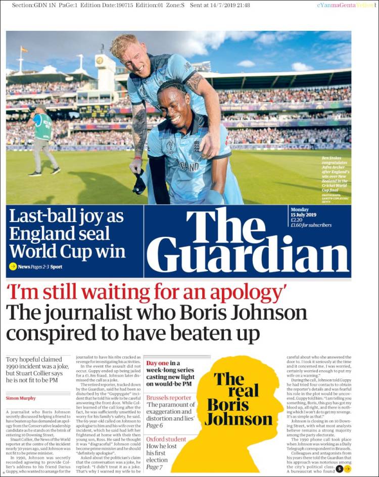 Portada de The Guardian (United Kingdom)