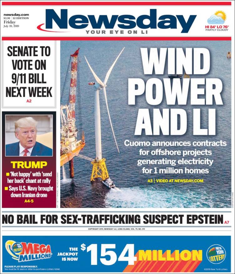 Portada de Newsday (USA)
