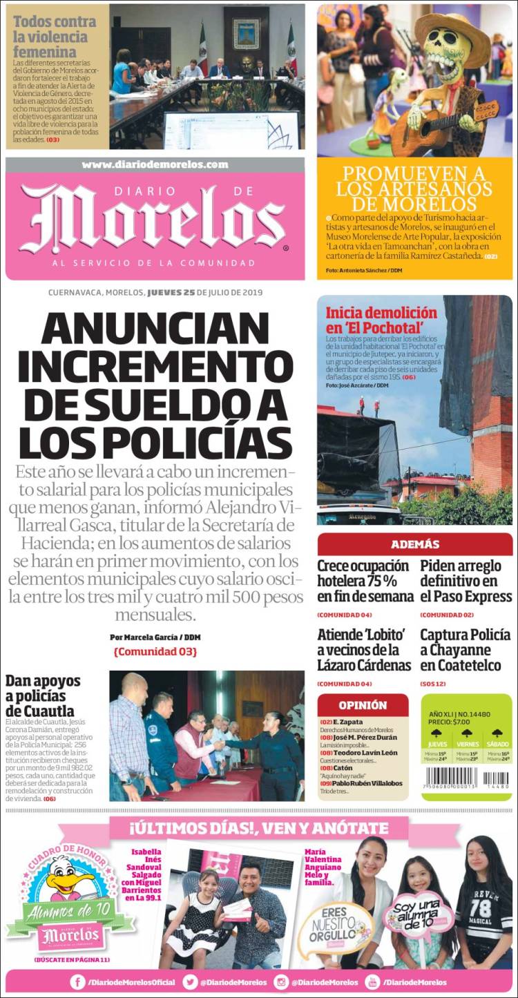 Portada de Diario de Morelos (México)