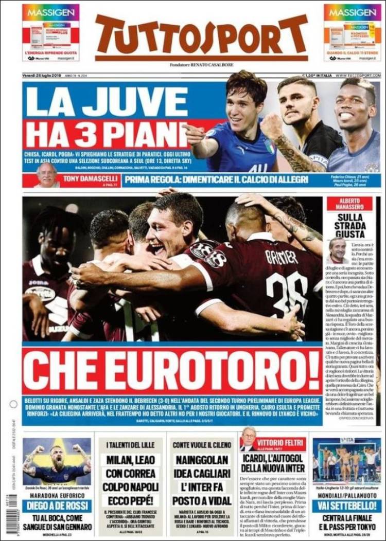 Portada de Tuttosport (Italia)