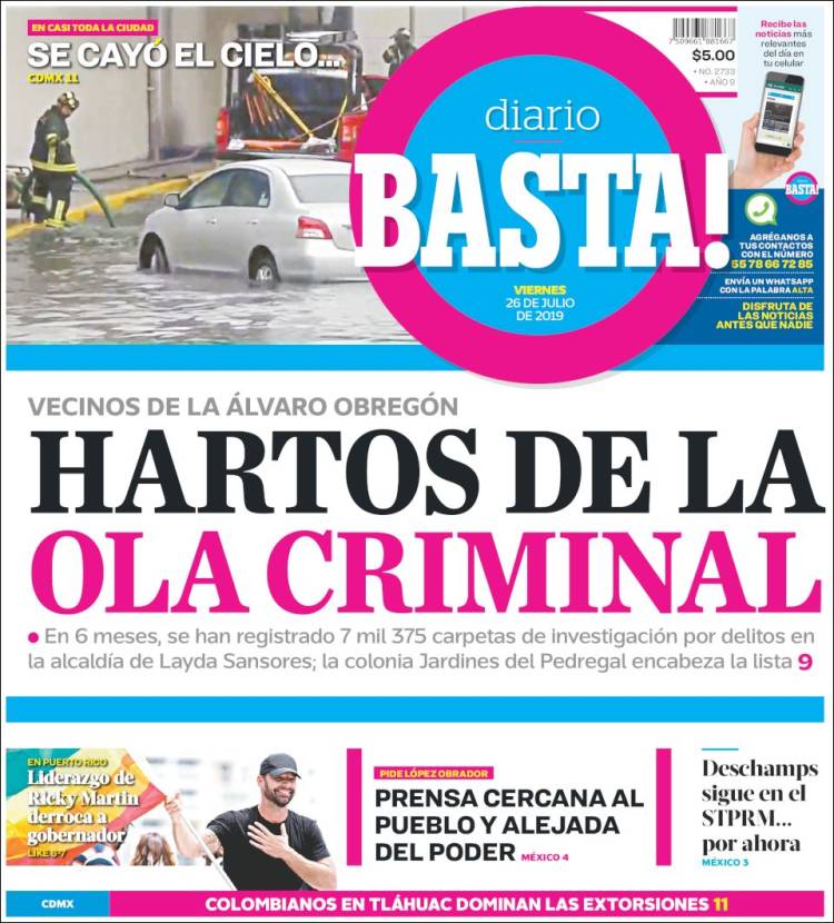 Portada de Diario Basta (Mexique)
