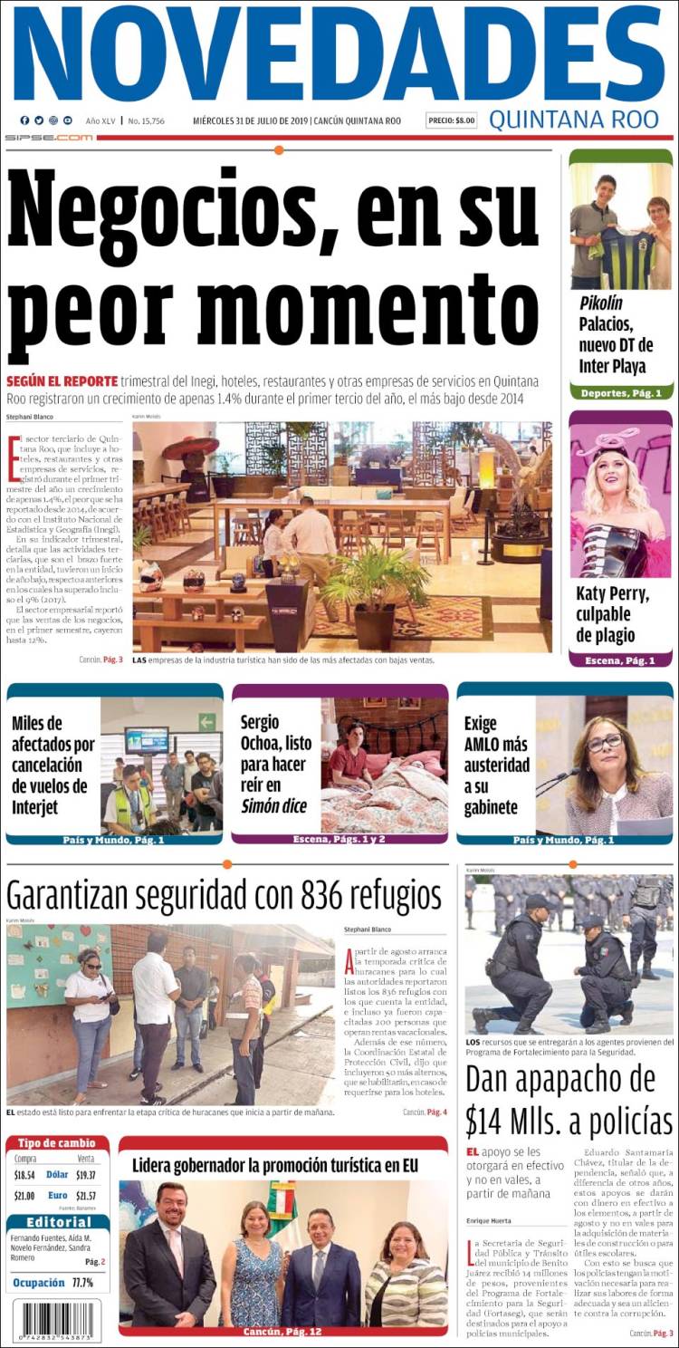 Portada de Novedades de Quintana Roo (Mexique)