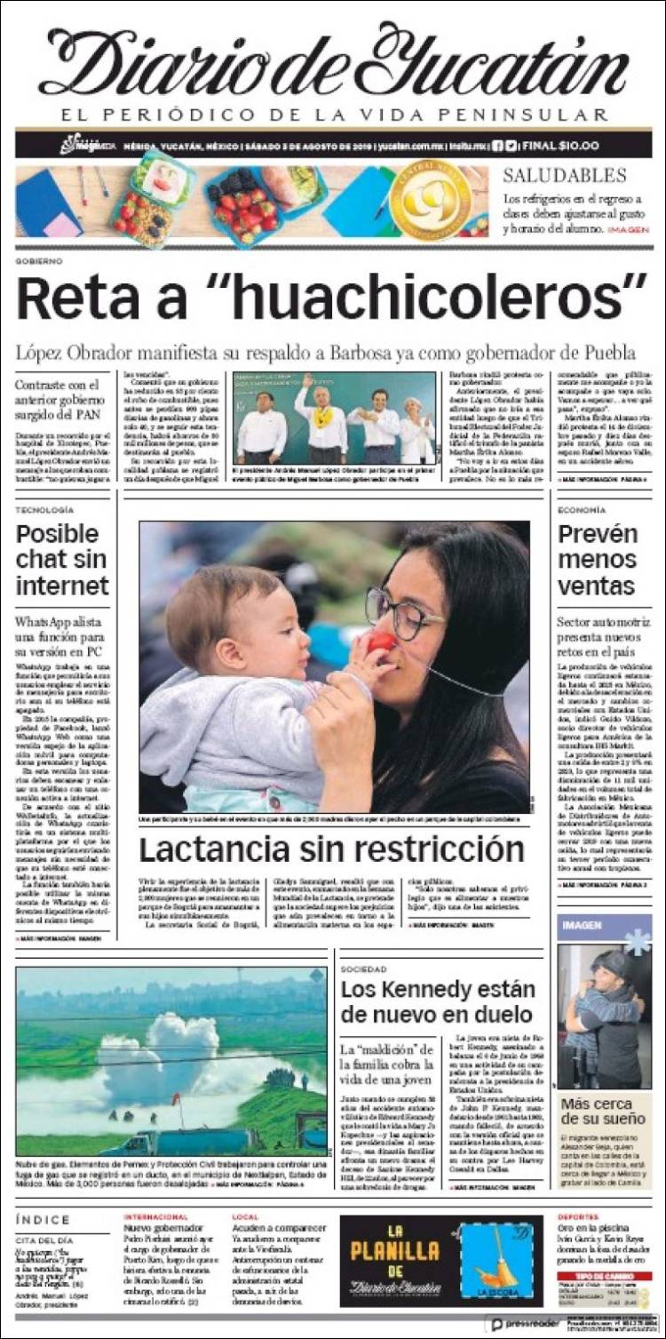 Portada de Diario de Yucatán (México)