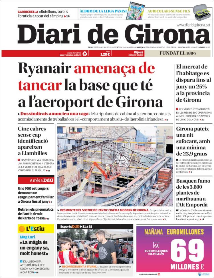 Portada de Diari de Girona (EspaÃ±a)