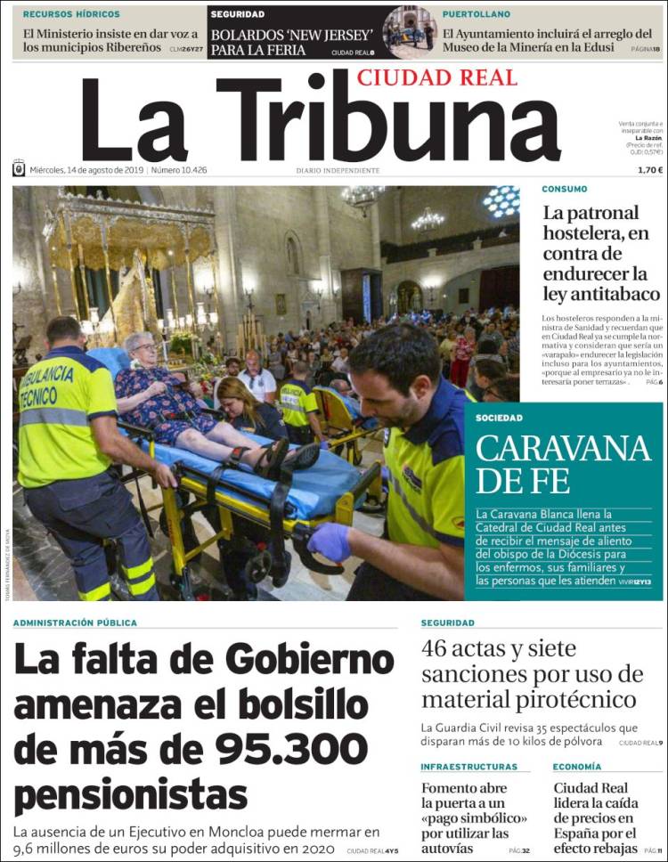 Portada de La Tribuna de Ciudad Real (España)