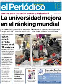 Portada de El Periódico de Aragón (España)