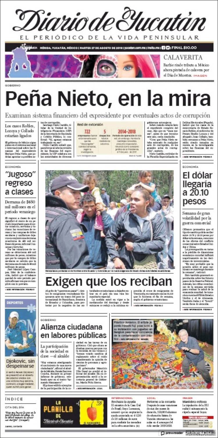 Portada de Diario de Yucatán (México)