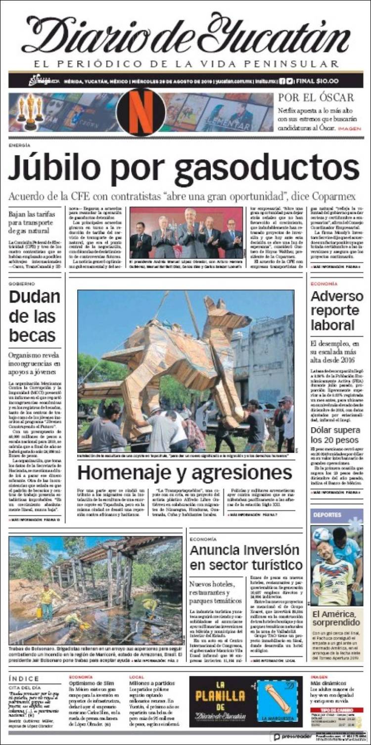 Portada de Diario de Yucatán (México)