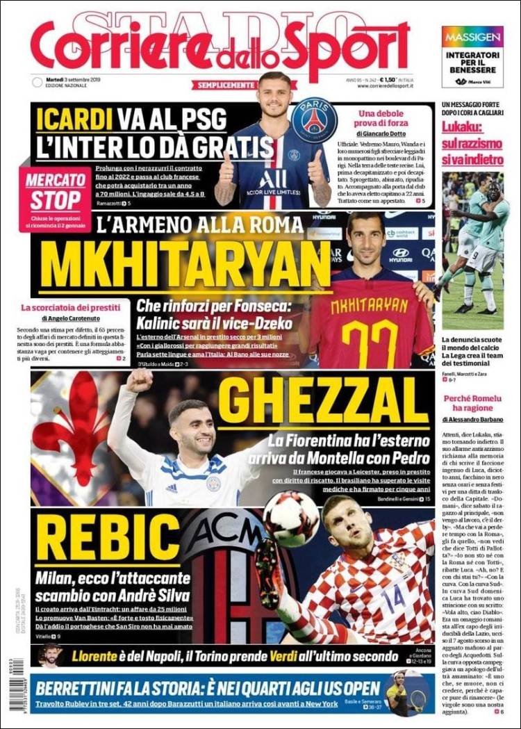 Portada de Corriere dello Sport (Italia)