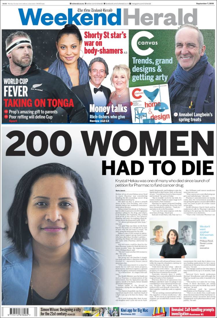 Portada de The New Zealand Herald (Nueva Zelanda)