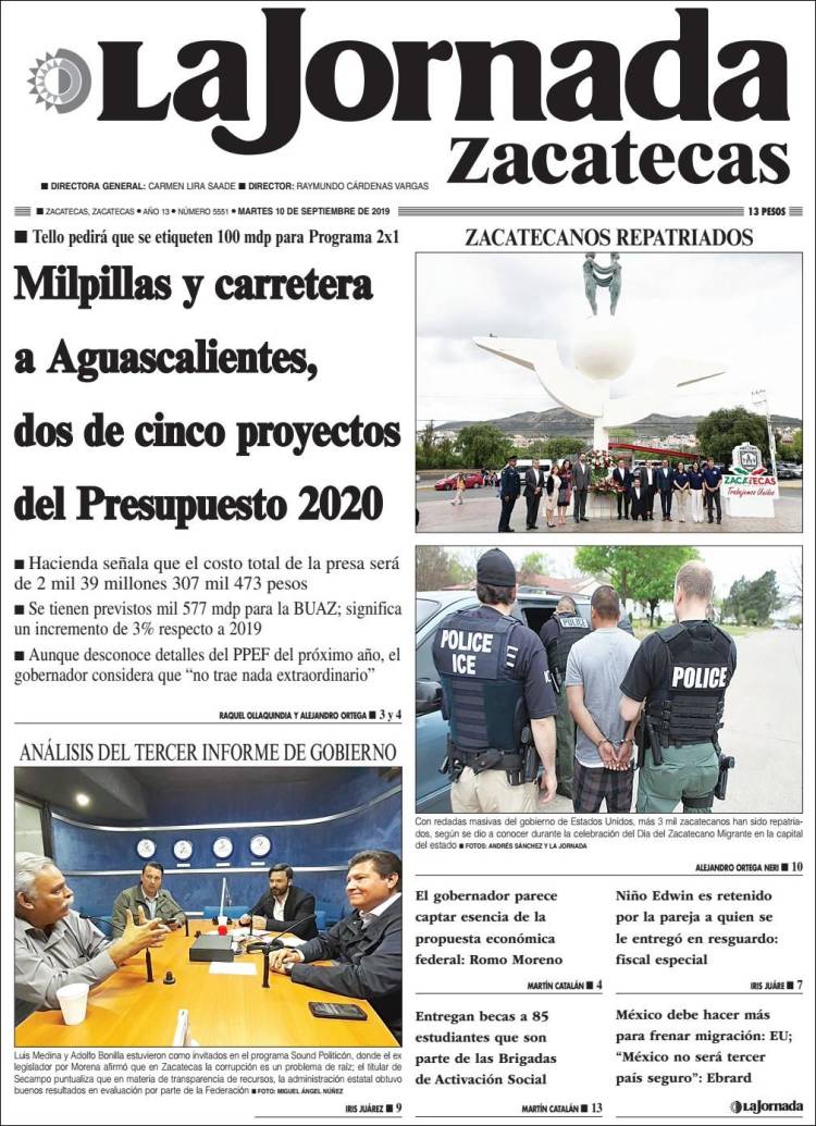 Portada de Jornada de Zacatecas (México)