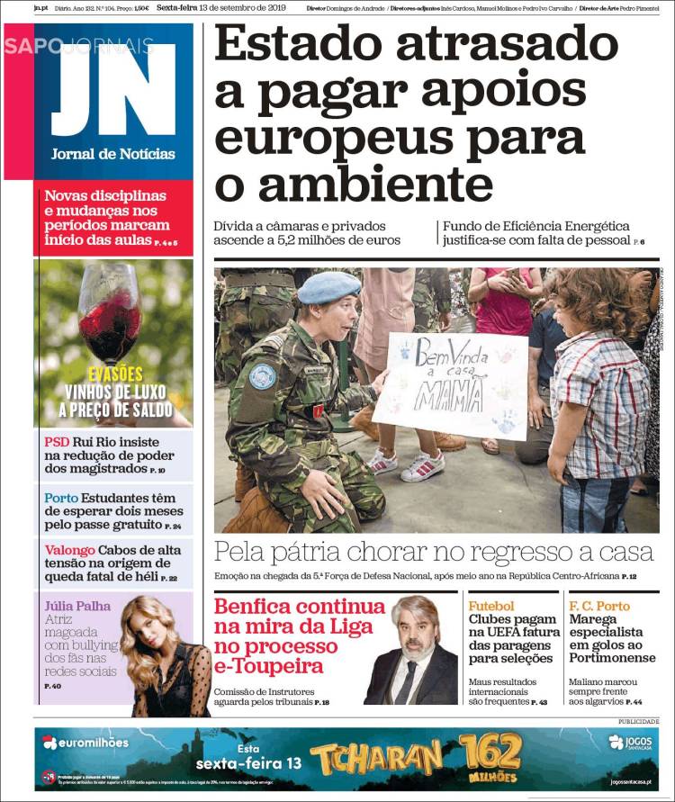 Portada de Jornal de Notícias (Portugal)