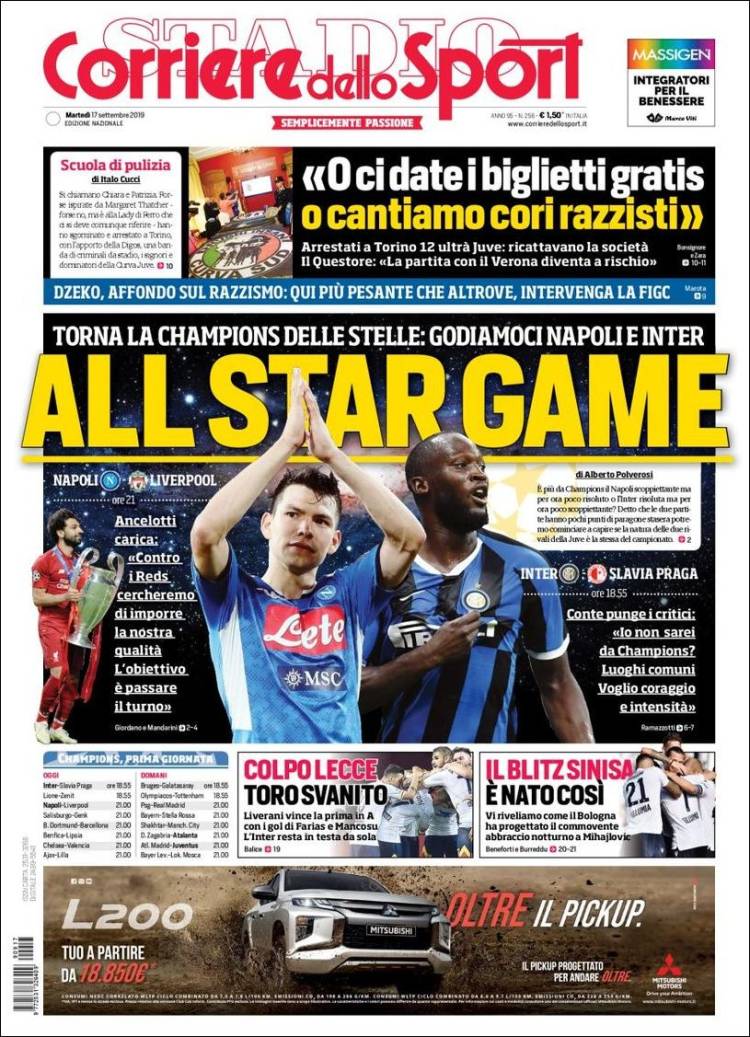 Portada de Corriere dello Sport (Italia)