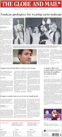 Portada de The Globe and Mail (Canadá)