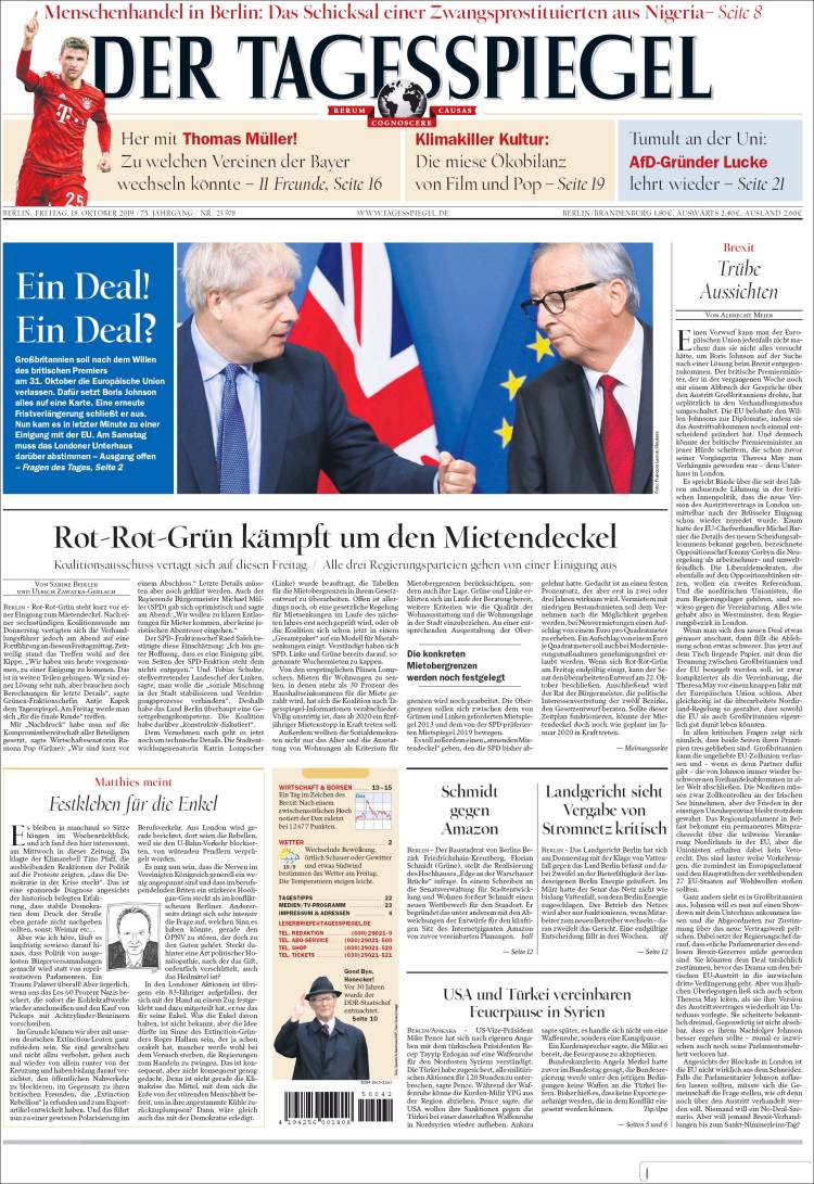 Portada de Der Tagesspiegel (Alemania)