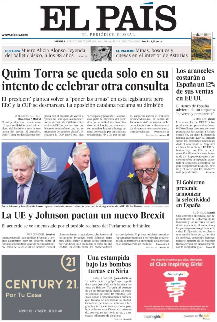 Portada de El País (España)