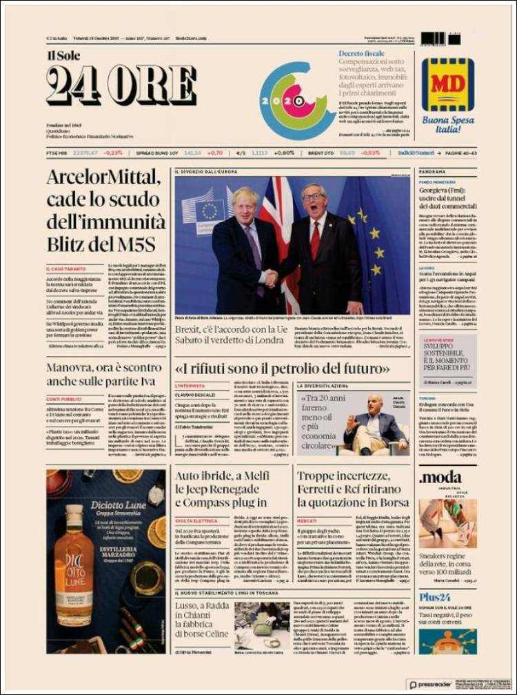 Portada de Il Sole 24 ORE (Italia)