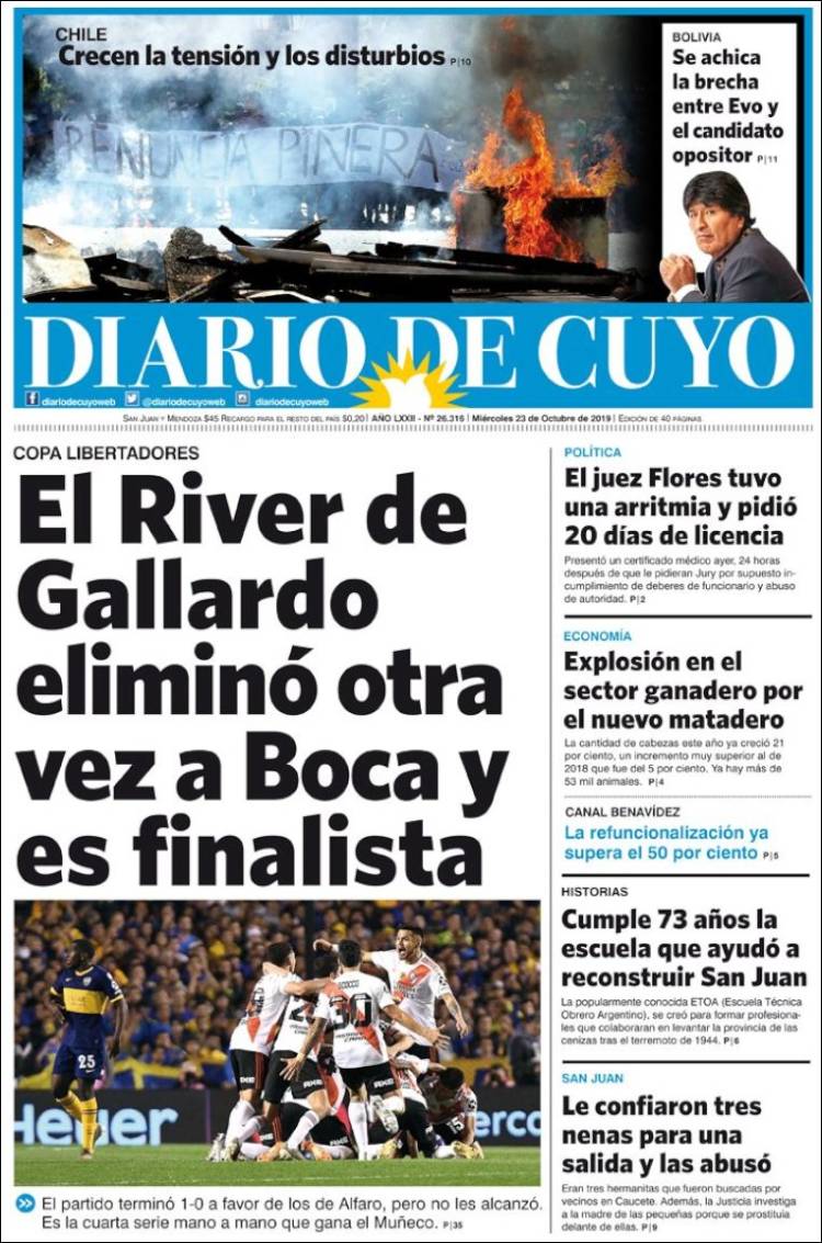 Portada de Diario de Cuyo (Argentina)