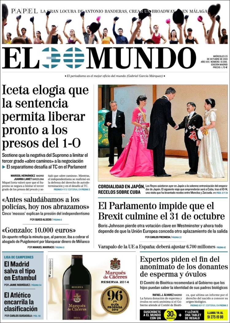 Portada de El Mundo (España)