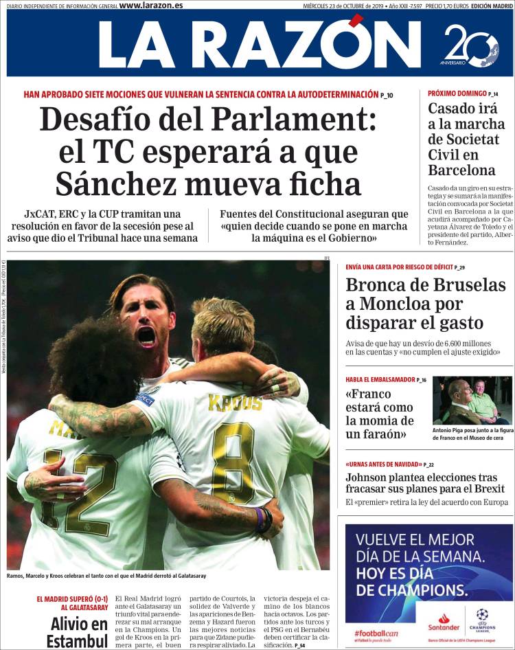 Portada de La Razón (España)