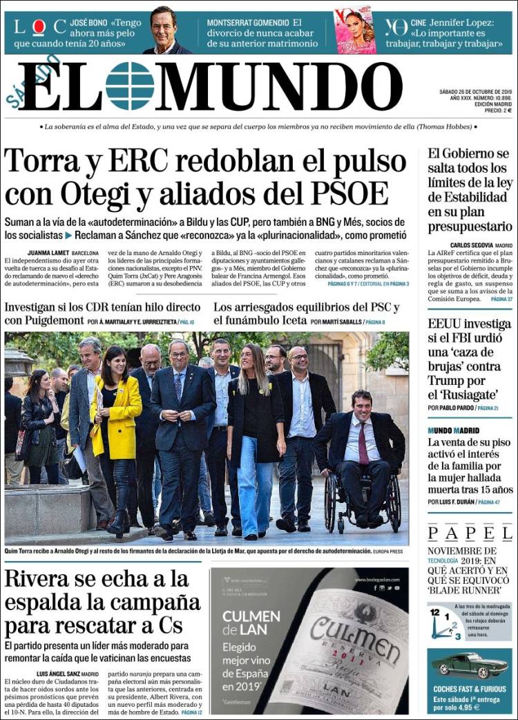 Portada de El Mundo (España)