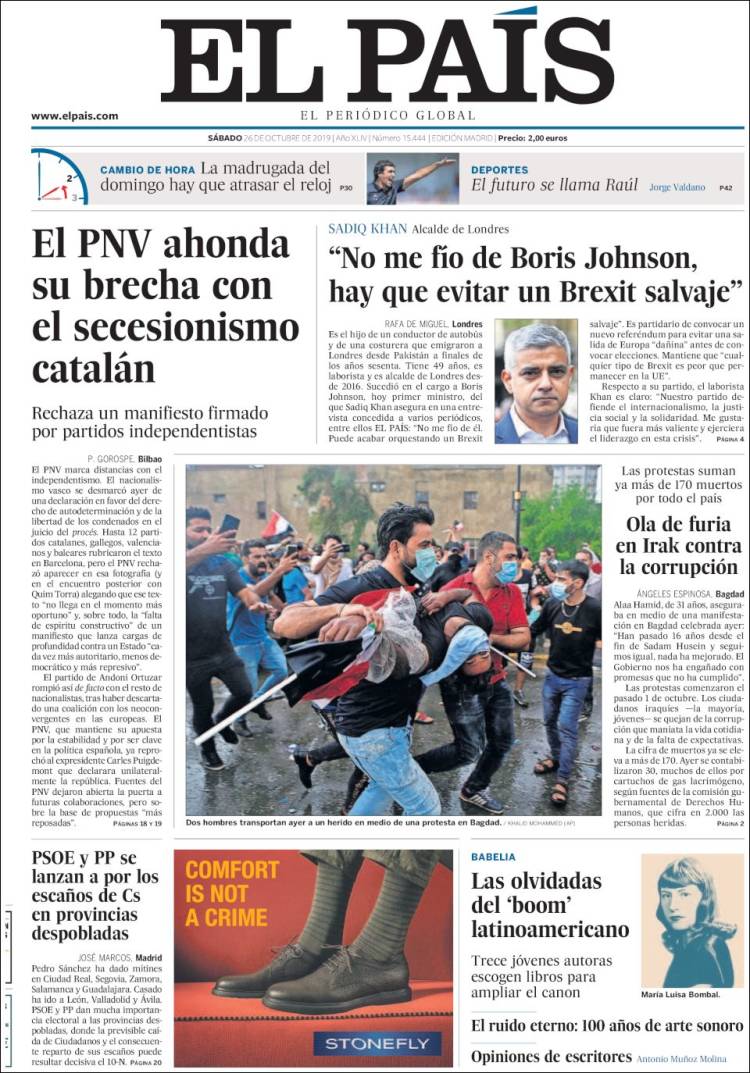 Portada de El País (España)