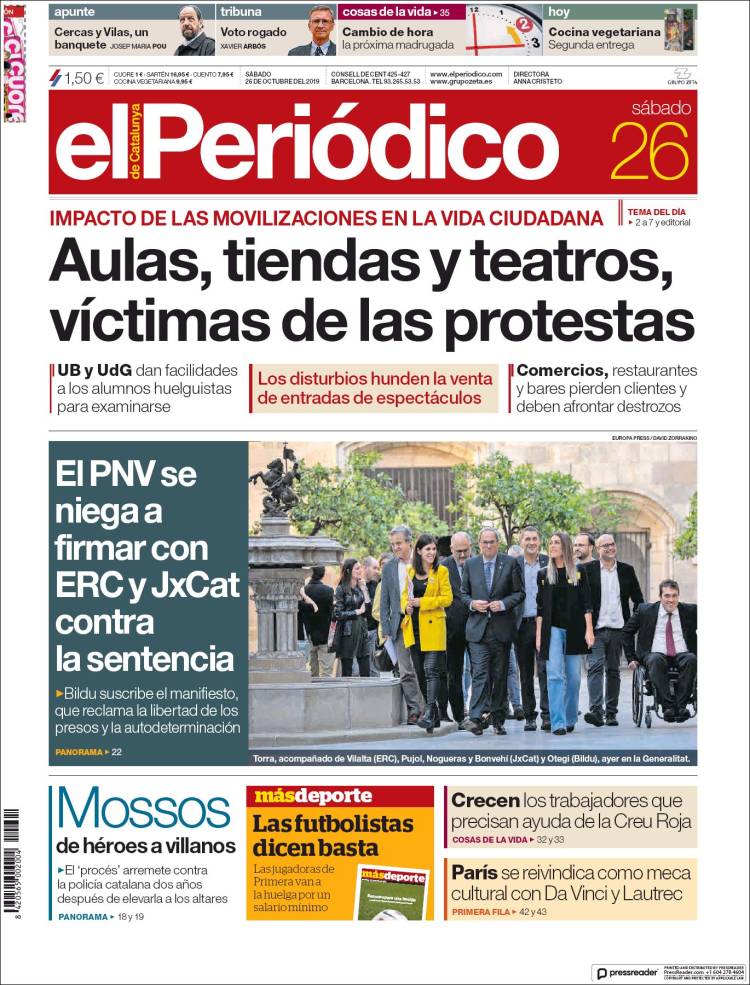 Portada de El Periódico (España)