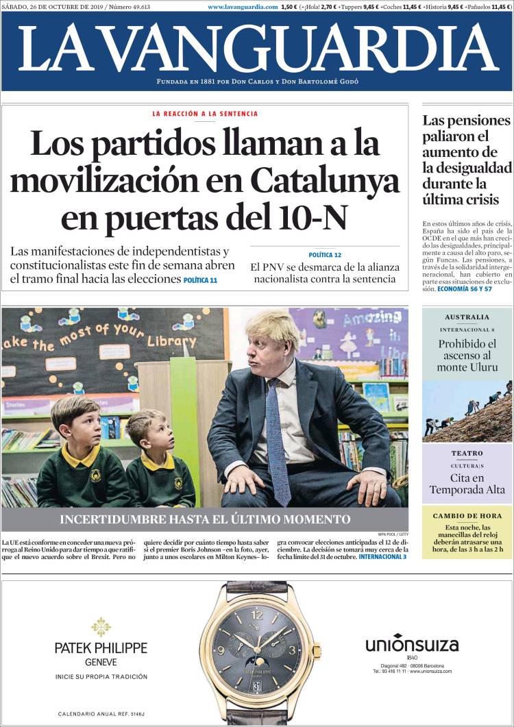 Portada de La Vanguardia (España)