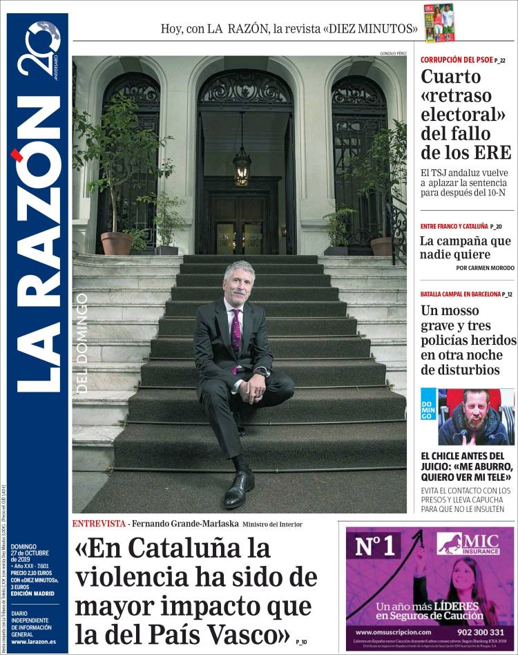 Portada de La Razón (España)