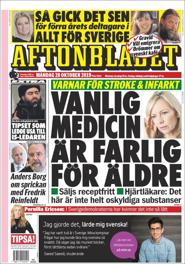 Portada de Aftonbladet (Suecia)