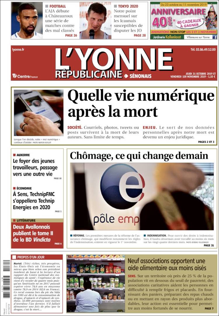 Portada de L'Yonne-Républicaine (Francia)