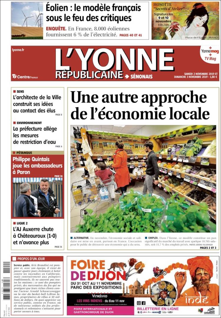 Portada de L'Yonne-Républicaine (Francia)