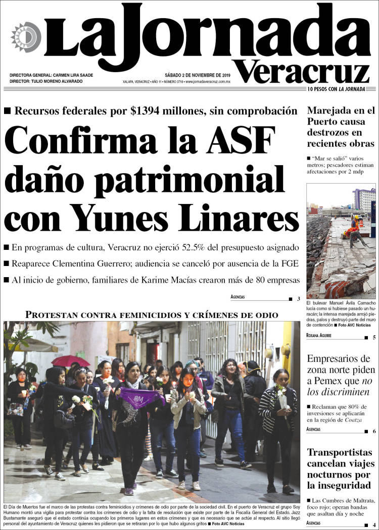 Portada de La Jornada Veracruz (México)