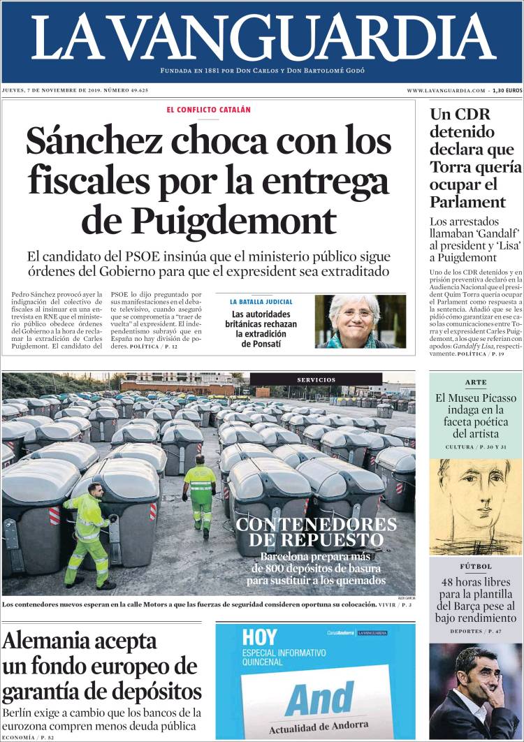 Portada de La Vanguardia (España)