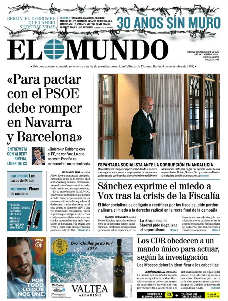 Portada de El Mundo (España)