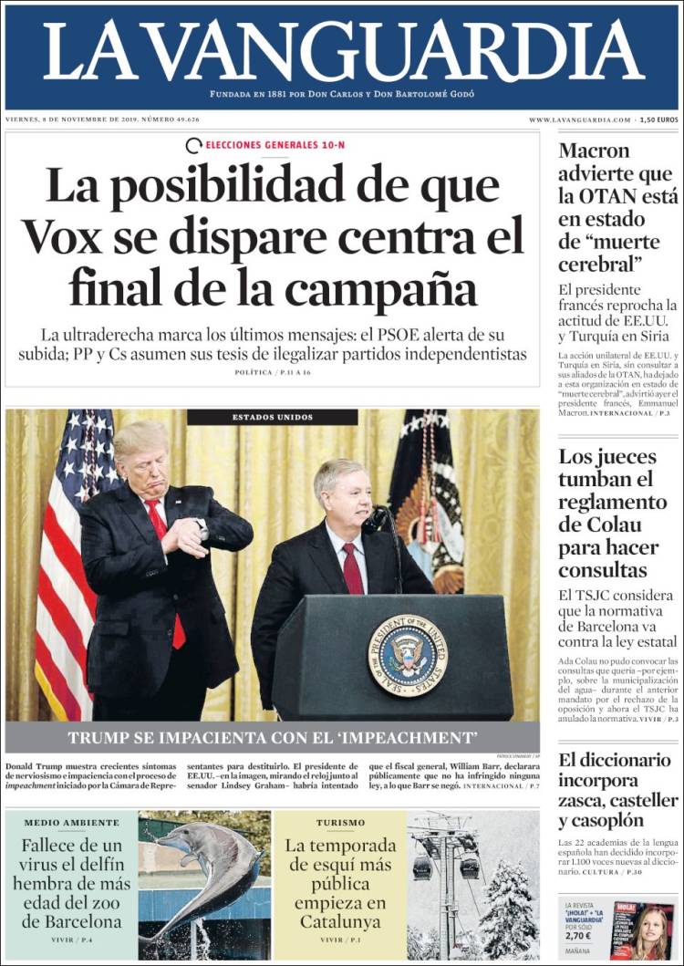 Portada de La Vanguardia (España)