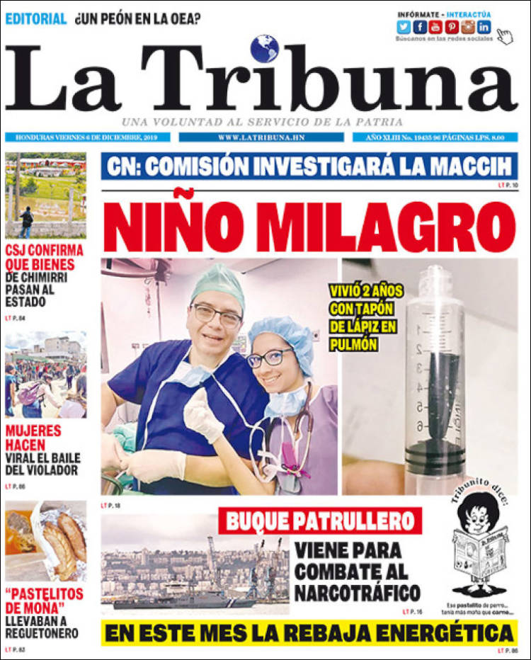 Portada de La Tribuna (Honduras)