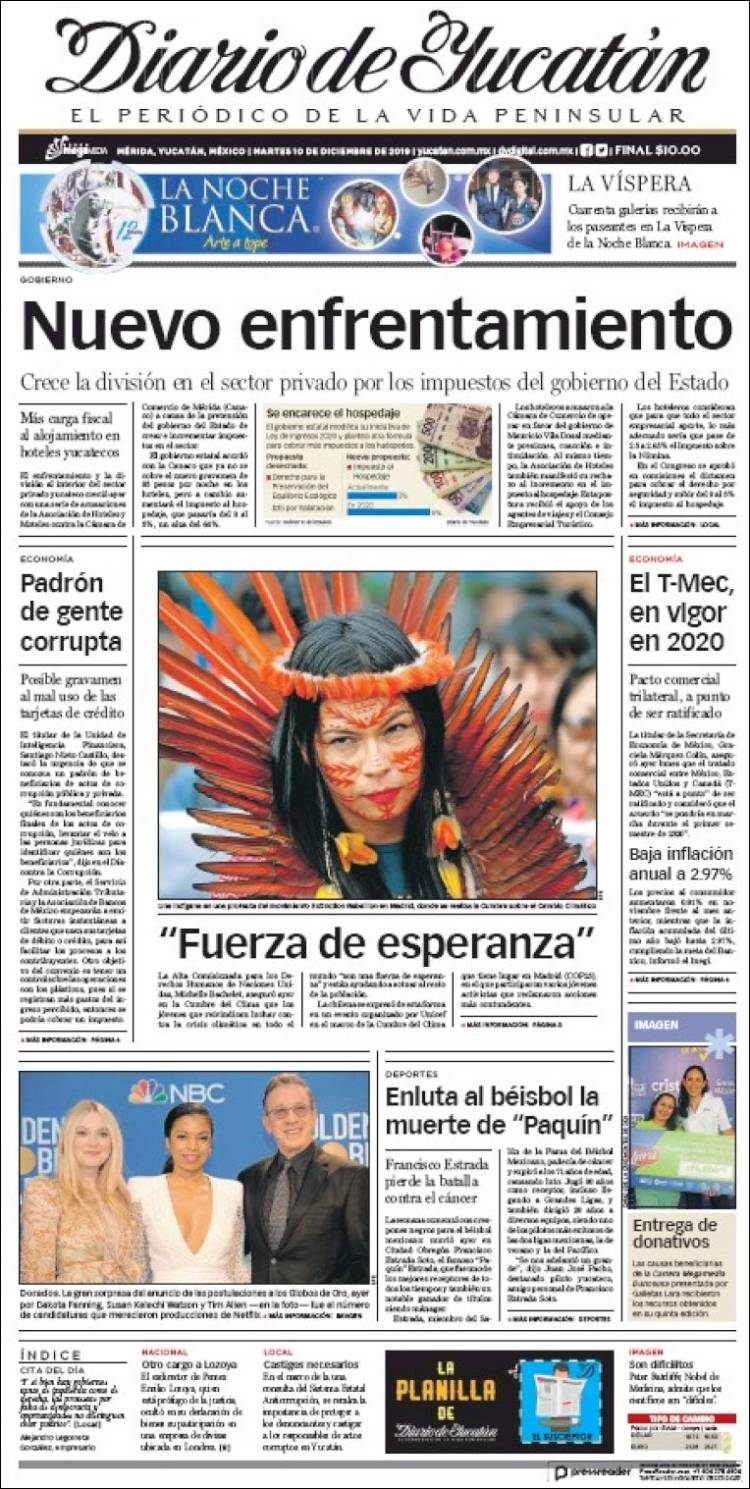 Portada de Diario de Yucatán (México)