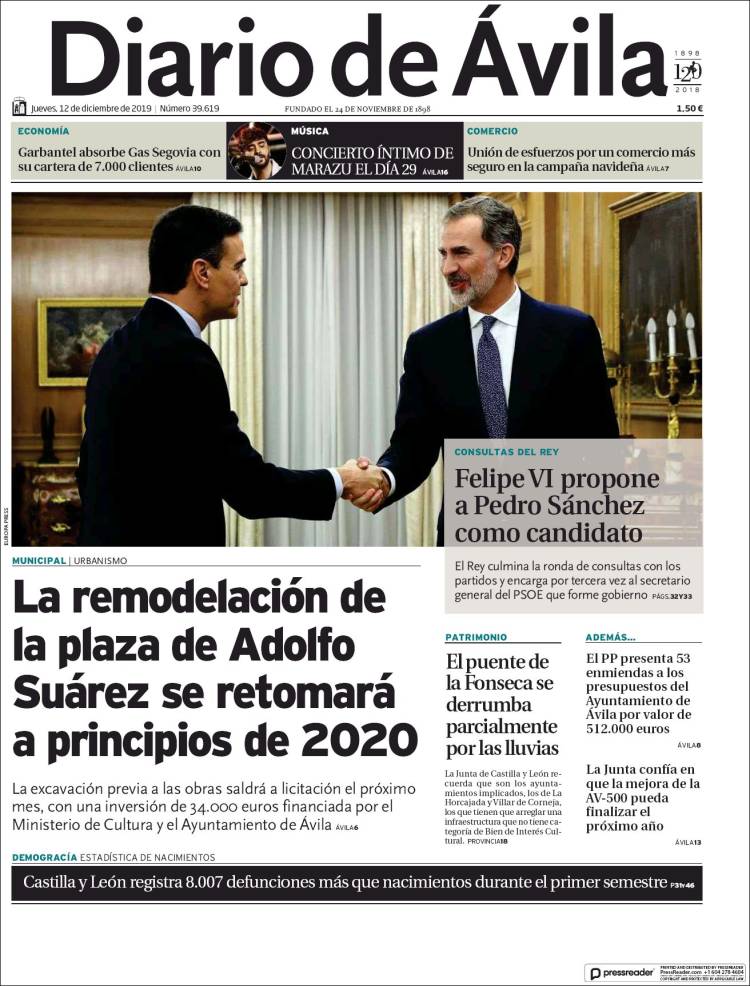 Portada de Diario de Ávila (España)