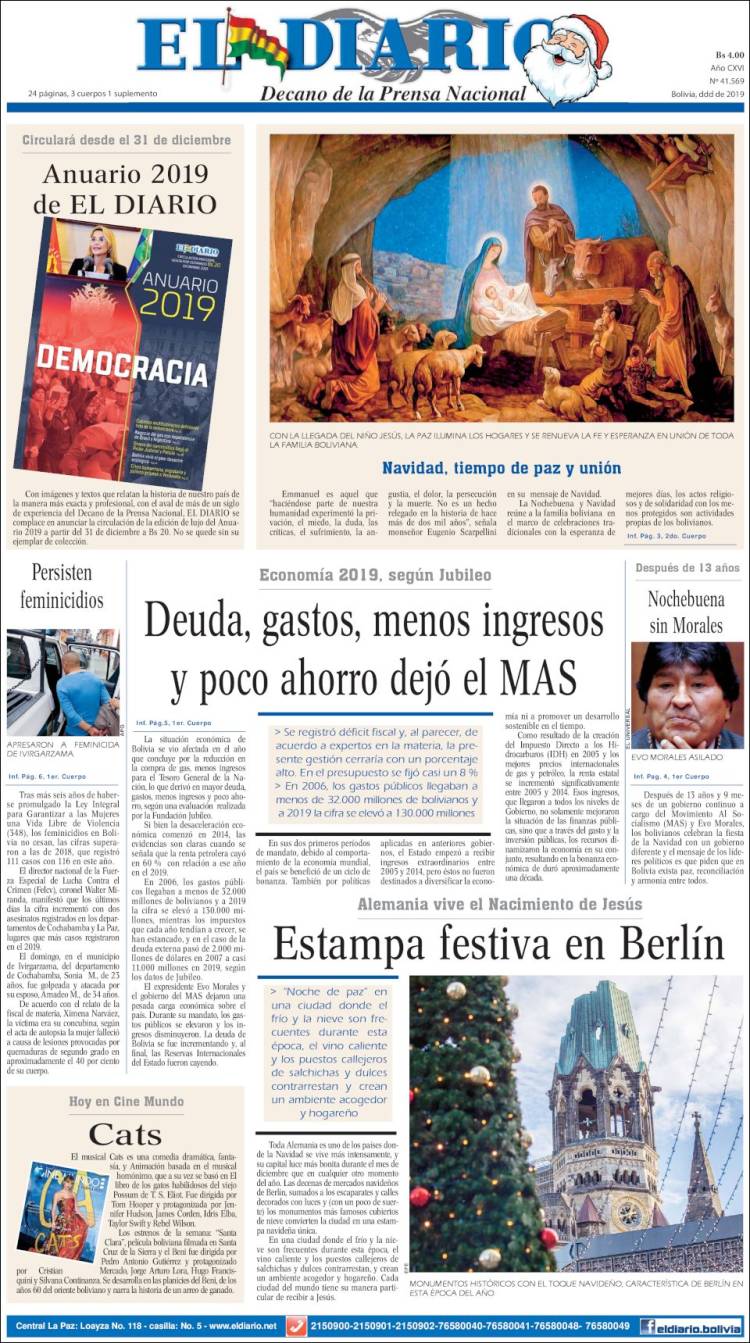 Periódico El Diario (Bolivia). Periódicos de Bolivia. Toda la prensa de
