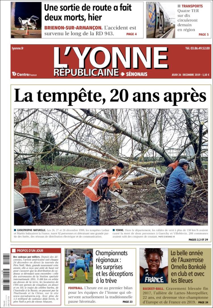 Portada de L'Yonne-Républicaine (Francia)