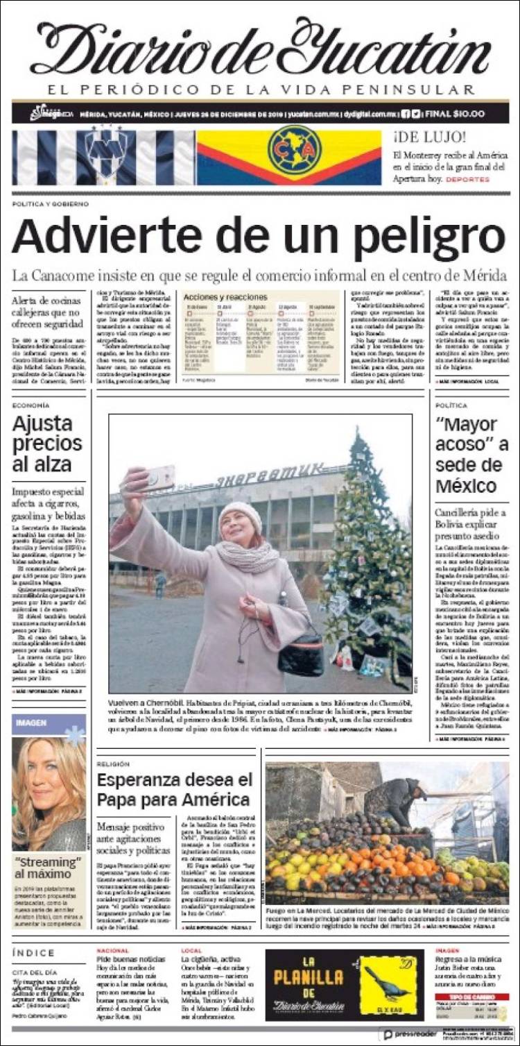 Portada de Diario de Yucatán (México)