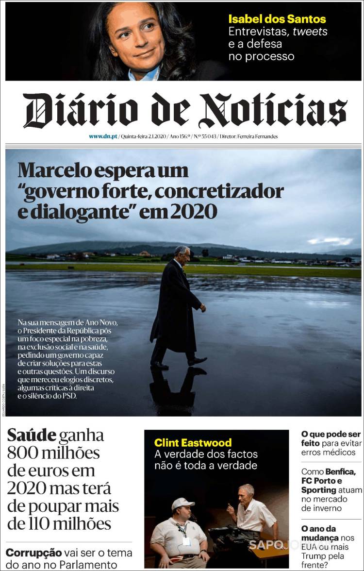 Portada de Diário de Noticias (Portugal)