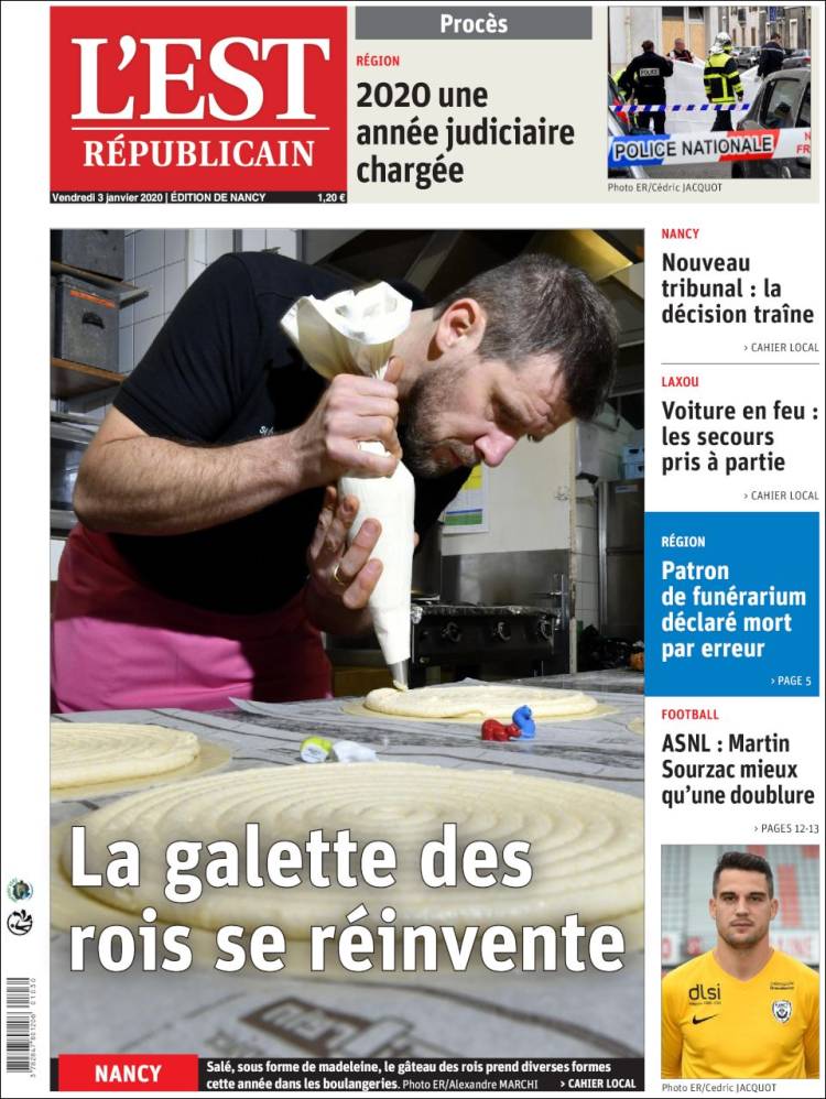 Portada de L'Est Republicain (Francia)